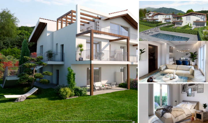 Collage Render del Progetto Ville del Sebino